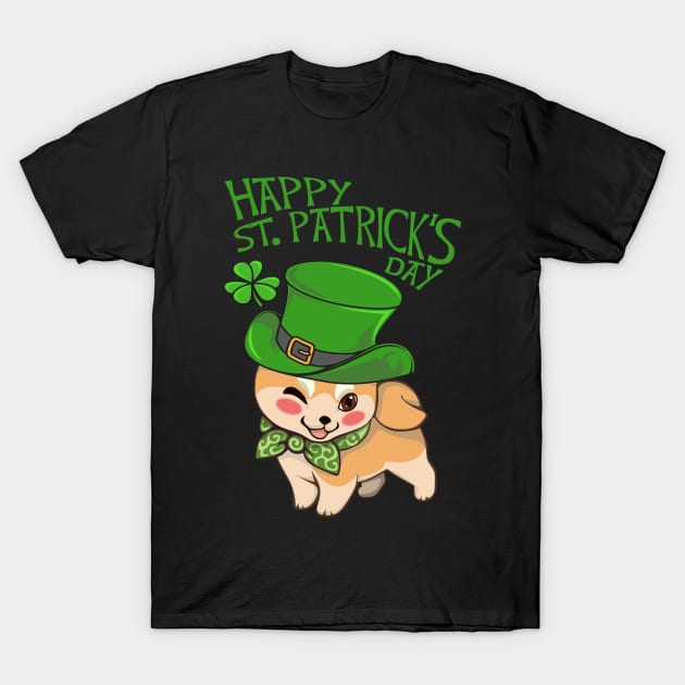 St Patrick Shiba Inu Cute Dog Kawaii T-Shirt by Aliaksandr